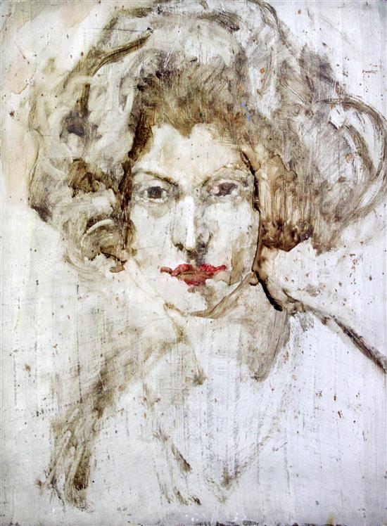 Thomas Brown Yates (1882-1968) Study of the artists daughter, Portrait of a lady and two landscapes, largest 20 x 24in., unframed